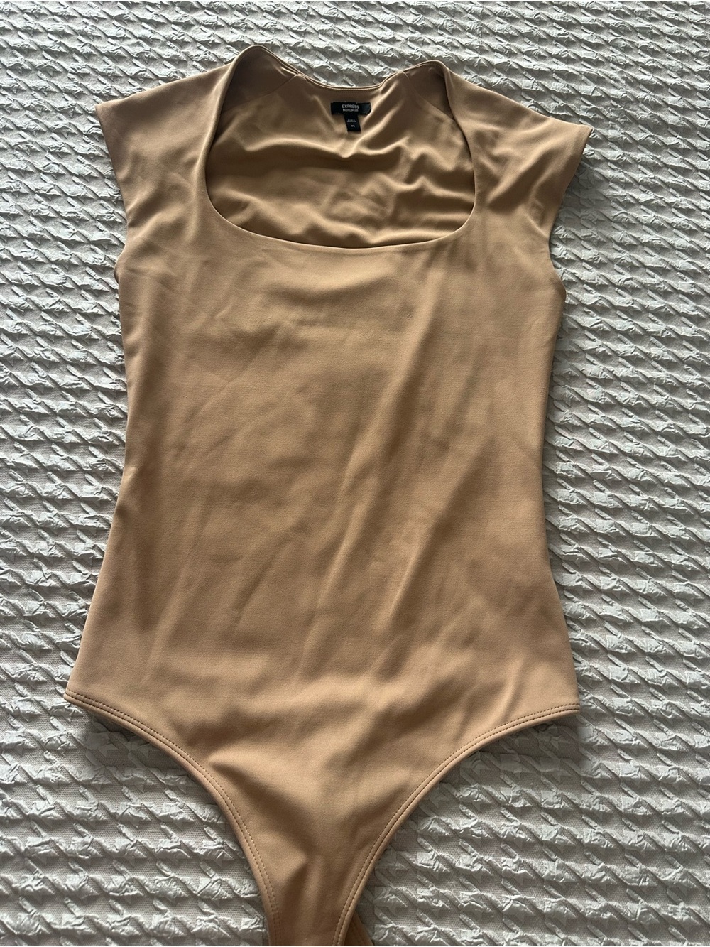 Express XS Nude Tan Square Neck Bodysuit